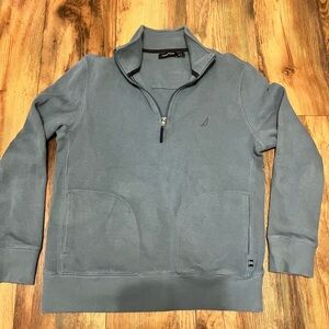 Nautica Long Sleeve 1/4 Quarter Zip Sweater Mens Size Medium Muted Blue